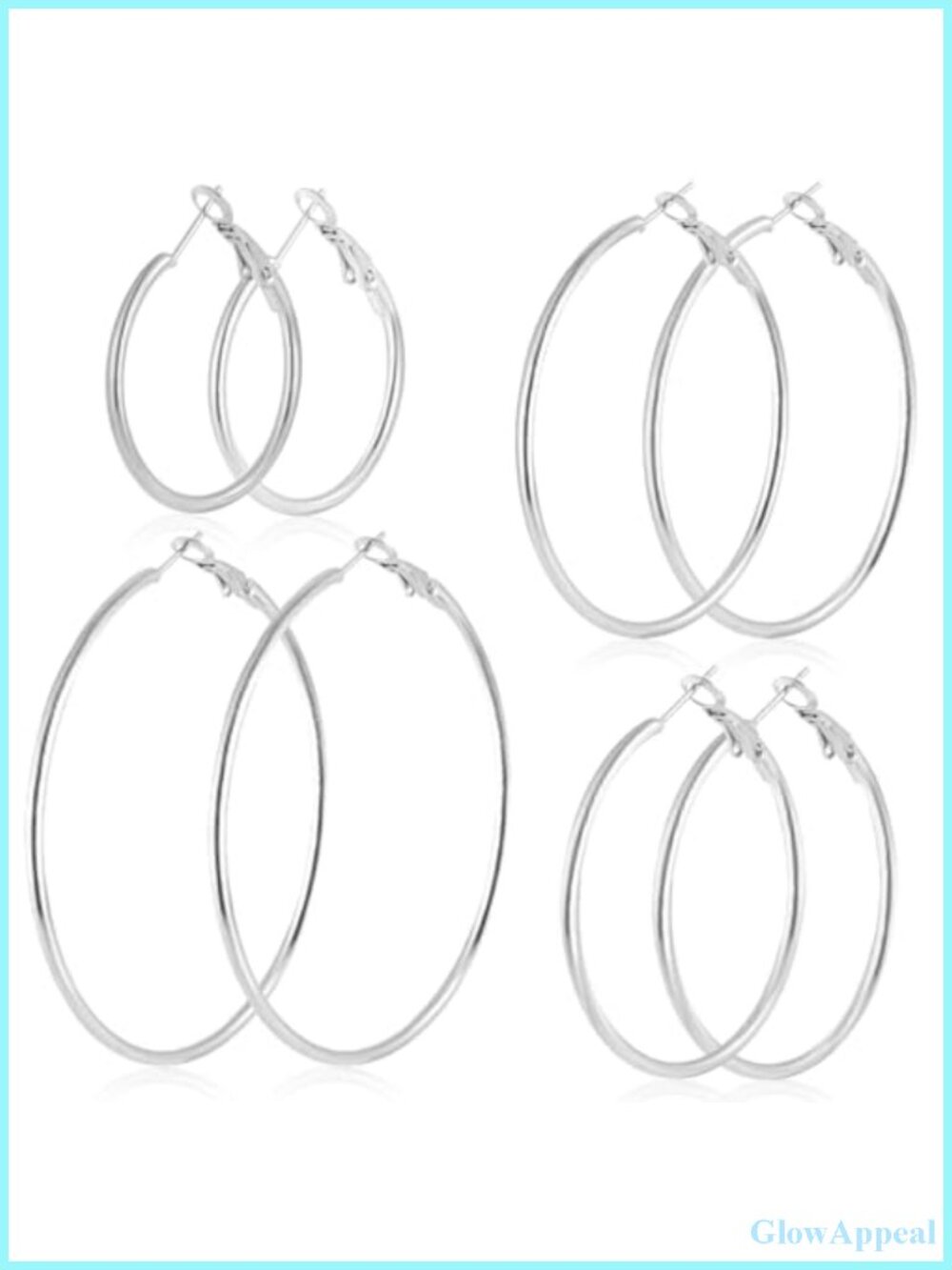 4 Pairs Stainless Steel Hoop Earrings Set Hypoallergenic Women